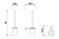 JIKA BASIC WC souprava - kartáč a skleněná miska, chrom   H3843A10040001